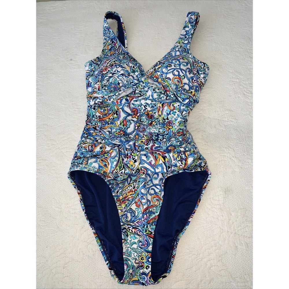 Lauren Ralph Lauren Ruffle Colorful Resort Underwire One-Piece Swimsuit Size 6